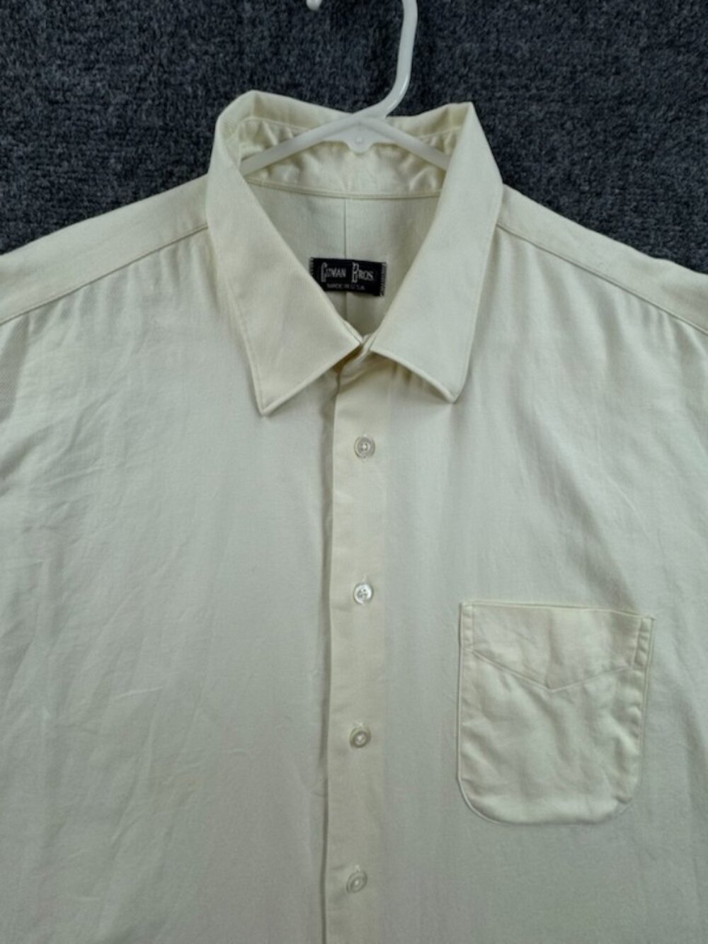 Gitman Bros Twill Cotton Men 18 34 Point USA Yellow American Button Up Pocket